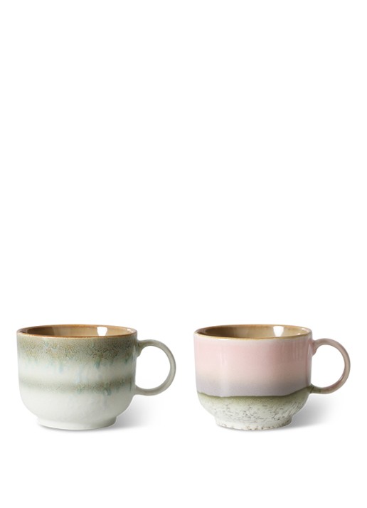 HKliving 70's Nova mok 42,5 cl set van 2 - voorkant 6 lindegroen
