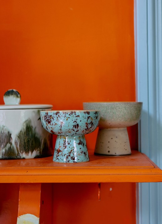HKliving 70's Patina tapasschaaltje op voet 11 cm - detail 5 donkerblauw