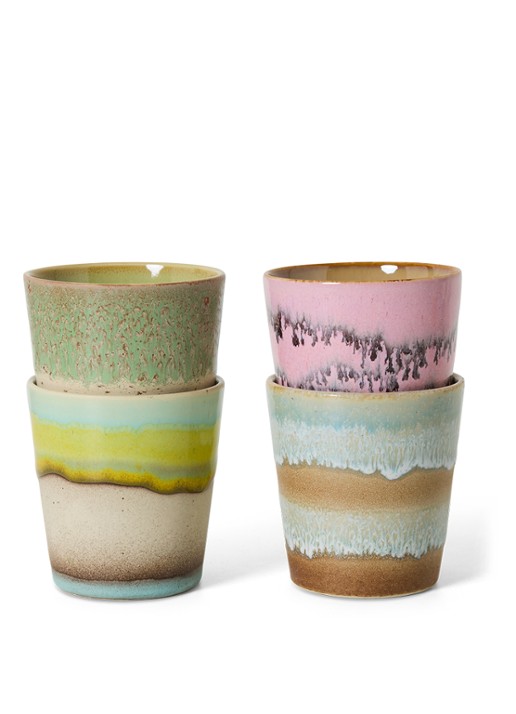 HKliving 70's Pop Art kopje 23 cl set van 4