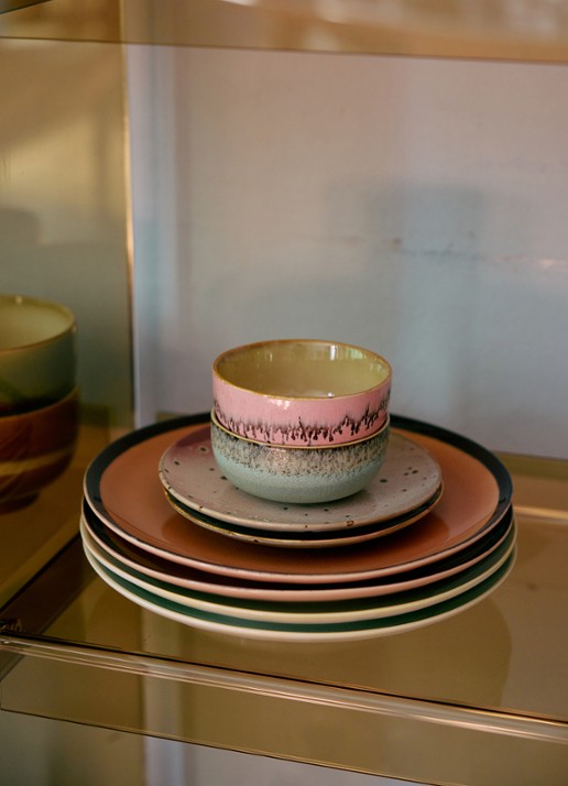 HKliving 70's Renaissance kom 11 cm set van 4 - detail 4 roze