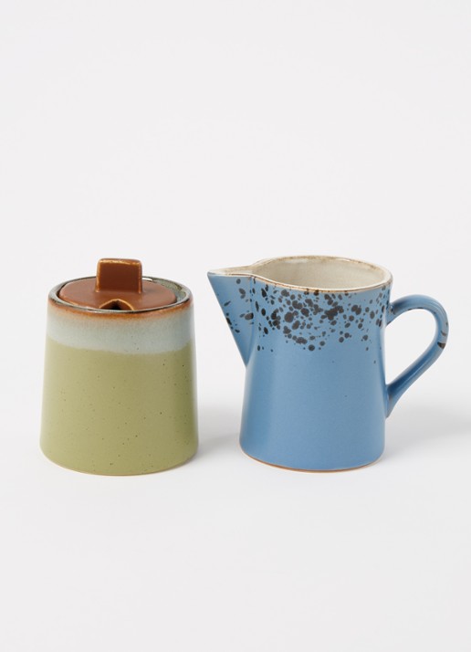 HKliving 70's suikerpot en melkkan 2-delig - voorkant 3 multicolor