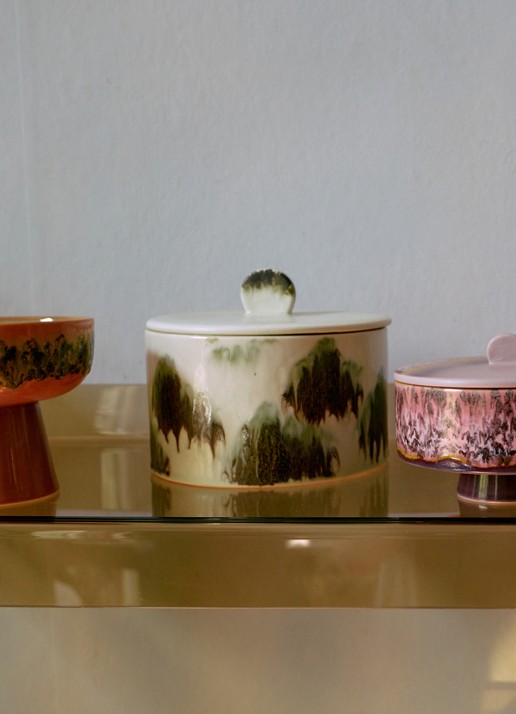 HKliving 70's Tide koektrommel 17 cm - voorkant 2 groen