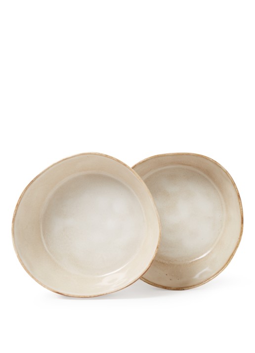 HKliving 70's Tigers pastabord 19,5 cm set van 2 - voorkant 2 beige