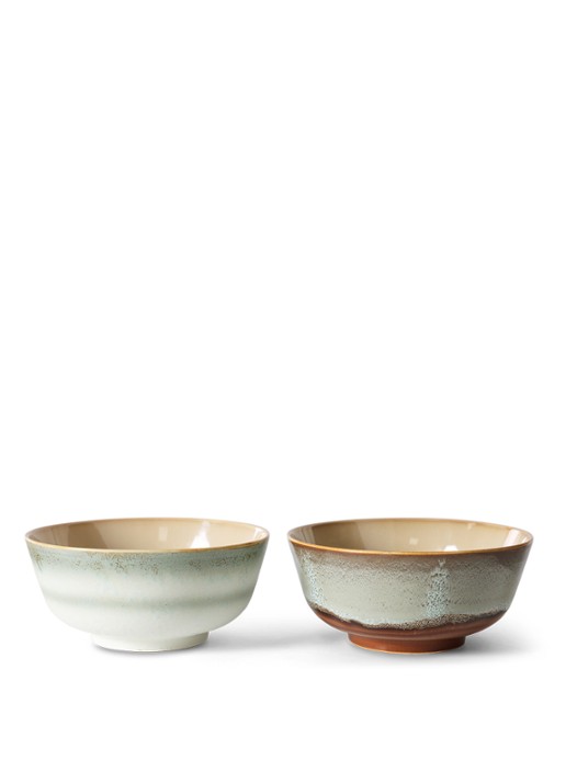 HKliving 70's Verge kom 19 cm set van 2 - voorkant 6 lindegroen