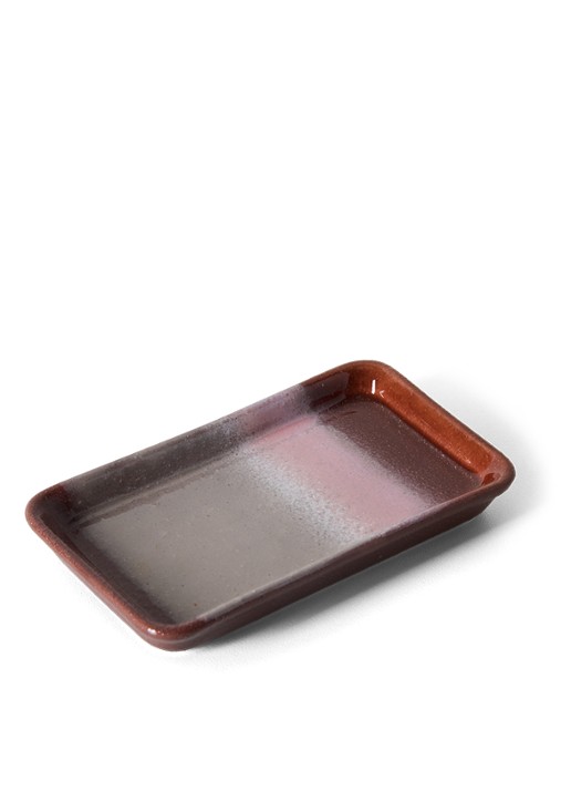 HKliving 70s Ceramics Bloom XS serveerschaal 7,7 x 13,6 cm - voorkant 3 donkerrood