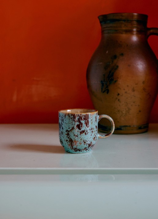 HKliving 70s ceramics: café mugs, abstract (set of 4) - detail 4 multicolor