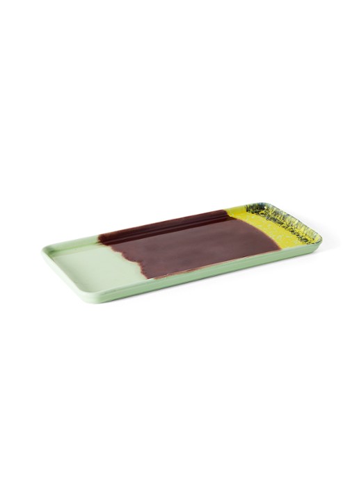 HKliving 70s Ceramics cakeschaal 31,5 x 13,5 cm - voorkant 5 lichtgroen