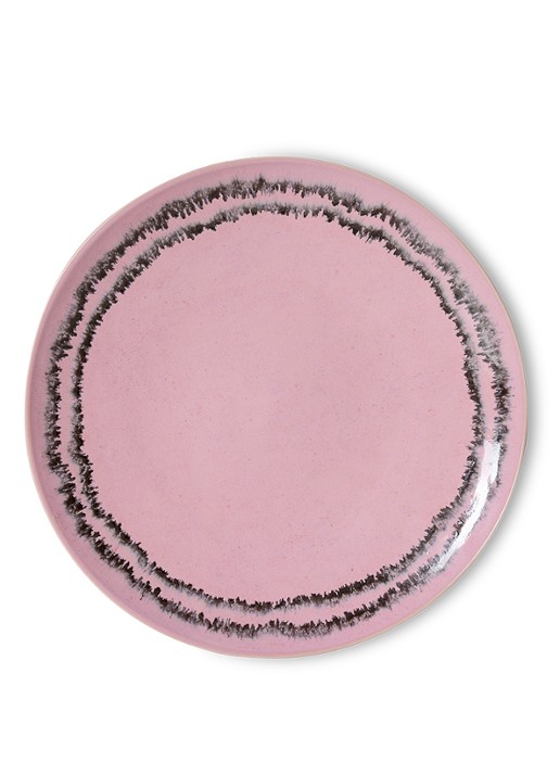 HKliving 70s Ceramics dinerbord 27,5 cm set van 2 - voorkant 3 roze