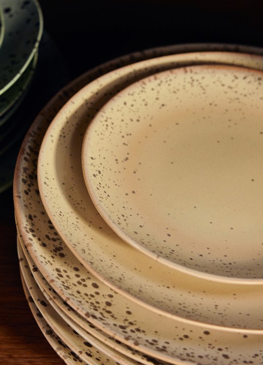 HKliving 70s Ceramics gebaksbordje 17,5 cm set van 2 - detail zand