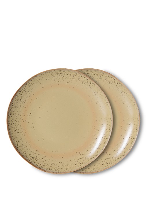 HKliving 70s Ceramics gebaksbordje 17,5 cm set van 2
