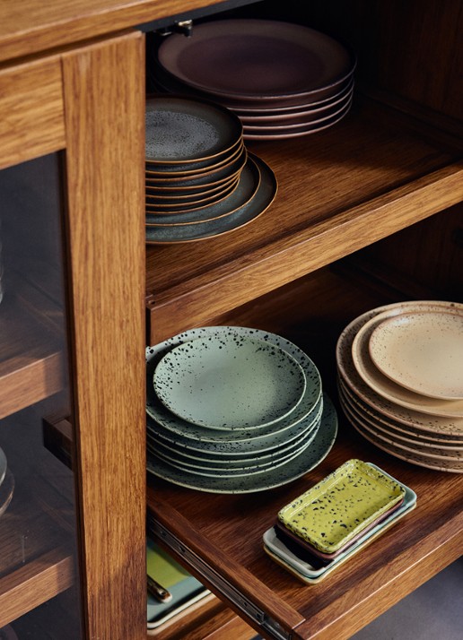 HKliving 70s Ceramics gebaksbordje 17,5 cm set van 2 - achterkant 3 groen