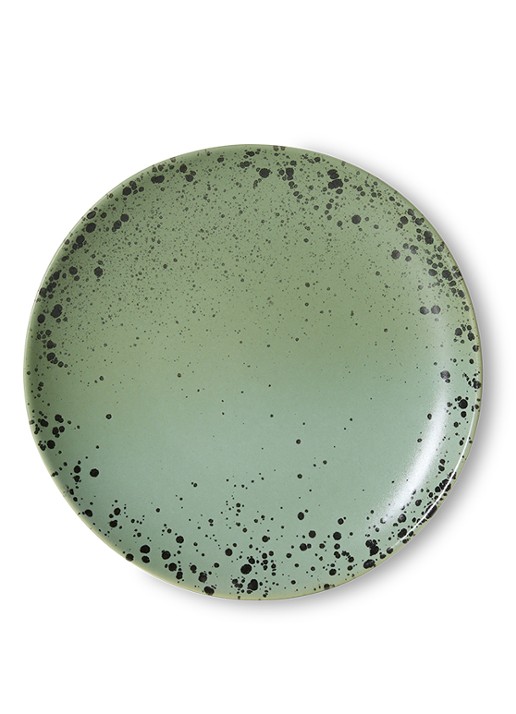 HKliving 70s Ceramics gebaksbordje 17,5 cm set van 2 - voorkant 2 groen