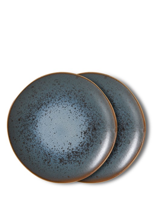 HKliving 70s Ceramics gebaksbordje 17,5 cm set van 2