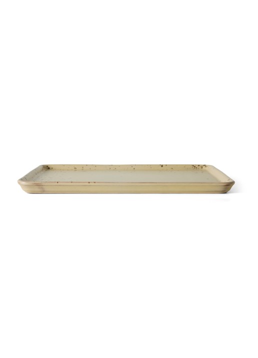 HKliving 70s Ceramics Grit serveerschaal 22,5 x 33 cm - achterkant vanillegeel