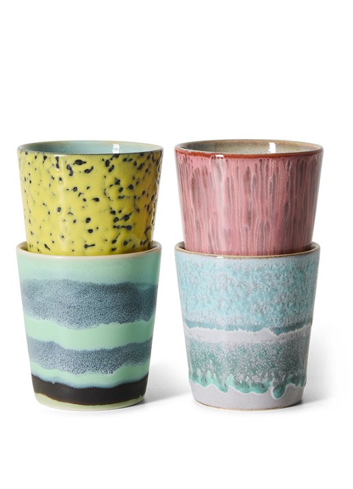 HKliving 70s Ceramics mok set van 4