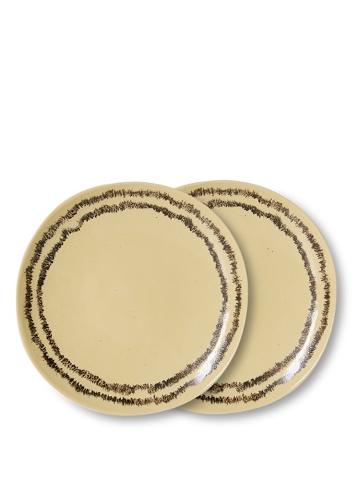 HKliving 70s Ceramics ontbijtbord 22 cm set van 2