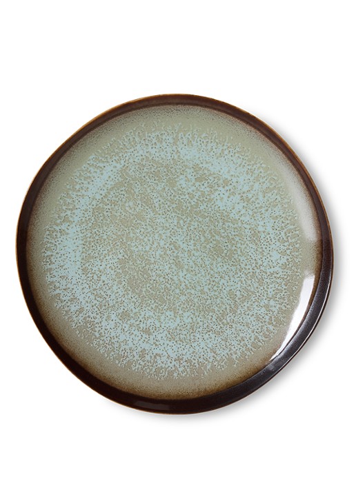 HKliving 70s Ceramics: ontbijtbord 22 cm set van 2 - voorkant 3 blauw