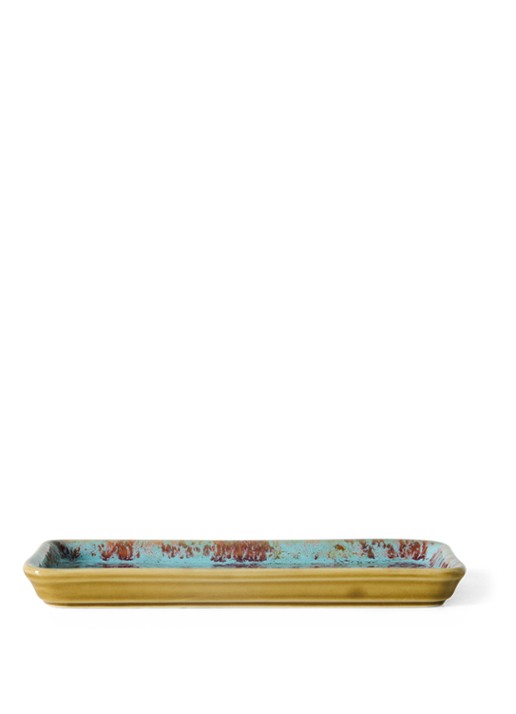 HKliving 70s Ceramics Patina serveerschaal 7,7 x 18 cm - achterkant 2 multicolor