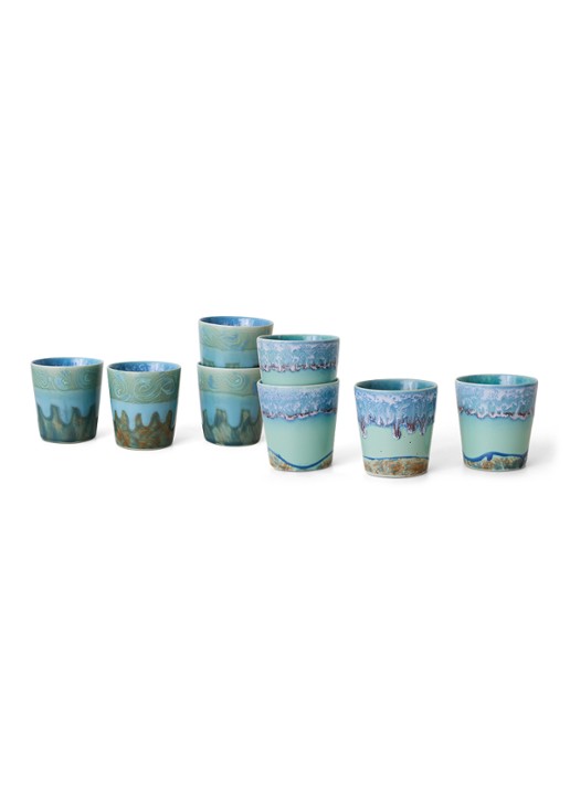 HKliving 70s Ceramics Van Gogh mok set van 2 - achterkant blauw