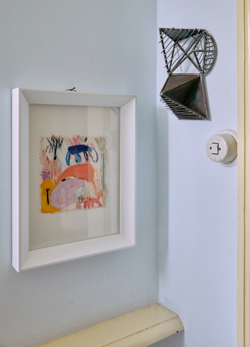 HKliving Abstract Framed, Scrawls wanddecoratie 37,5 x 29,5 cm - detail wit