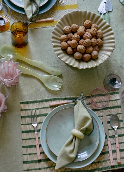 HKliving Bamboo placemat 45 x 33 cm - achterkant 4 groen