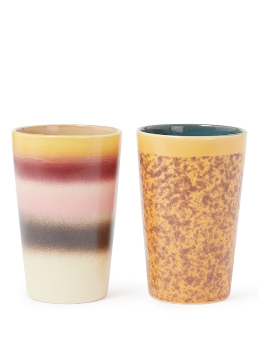 HKliving Beach mok 46 cl set van 2  - voorkant multicolor