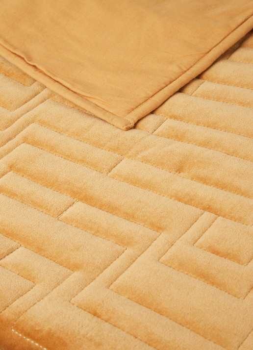 HKliving Bedsprei van fluweel 240 x 260 cm - detail 4 okergeel
