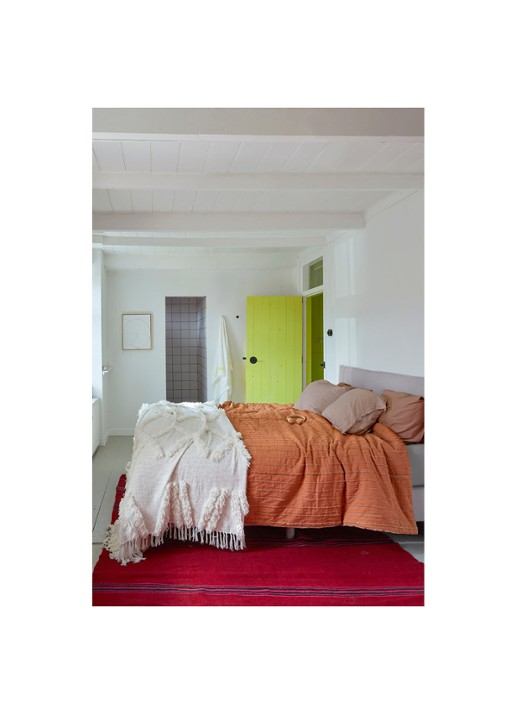 HKliving Bedsprei van katoen 240 x 260 cm - voorkant 2 oranjebruin