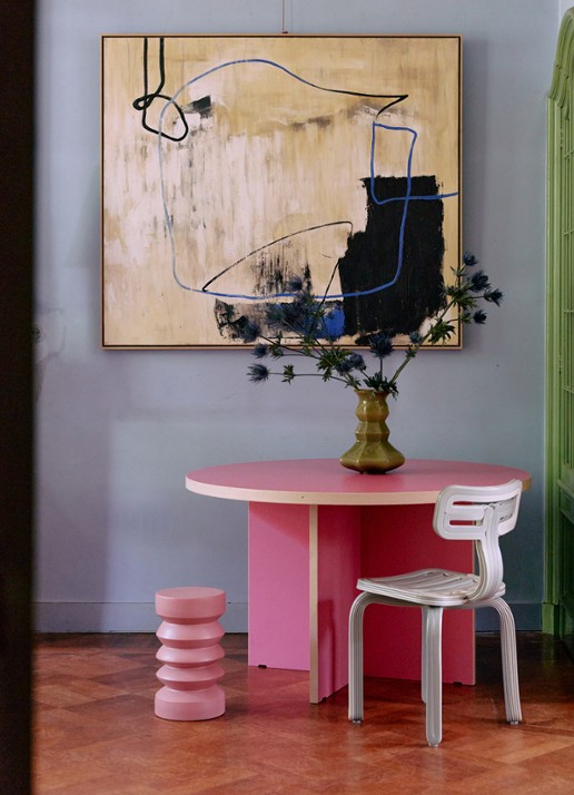 HKliving Bijzettafel 41 x Ø23 cm - detail 4 roze