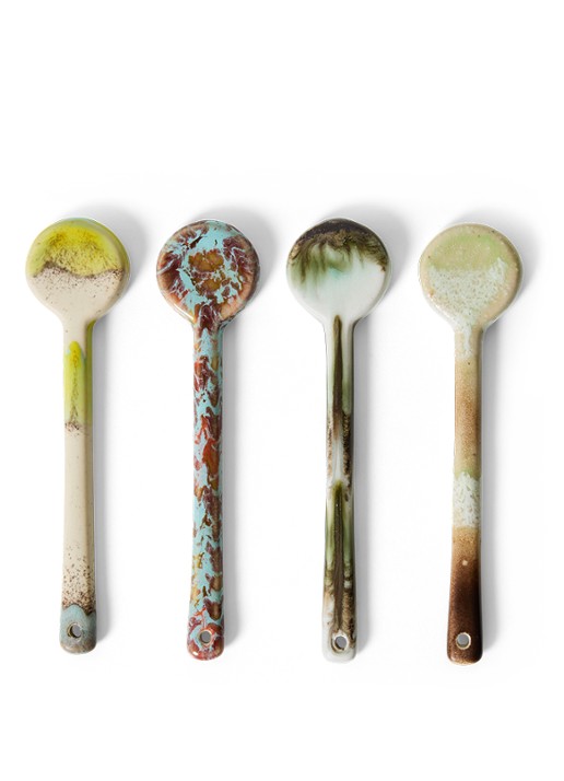 HKliving Blend M lepel set van 4 - detail groen