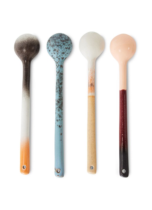 HKliving Breeze koffielepel set van 4 - voorkant 2 multicolor
