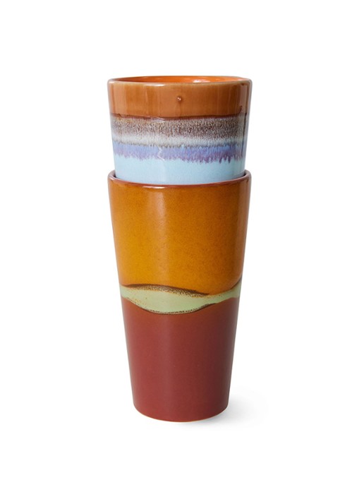 HKliving Clash koffiekopje 30 cl set van 2 - voorkant 2 multicolor