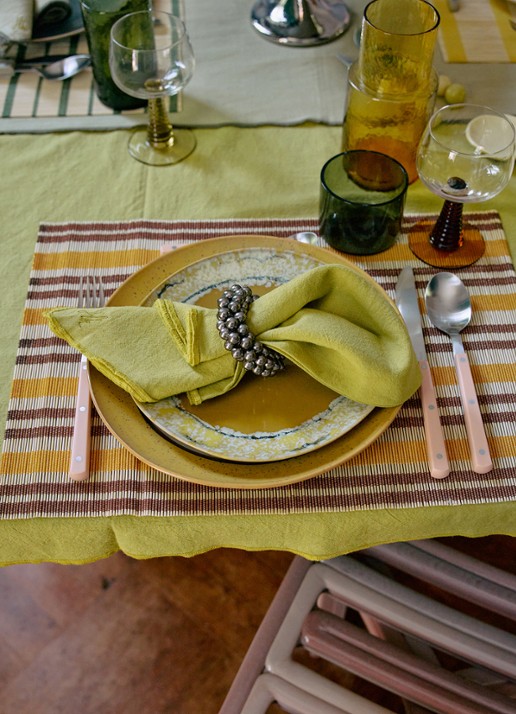 HKliving Ease servetten 50 x 50 cm set van 2 - achterkant groen