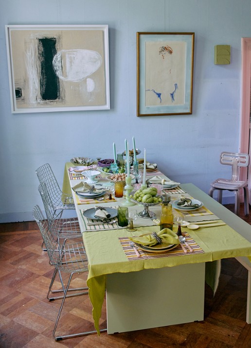 HKliving Ease tafelkleed 160 x 300 cm - achterkant groen