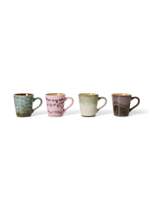 HKliving Espressokopje 10 cl set van 4 - voorkant 2 roze