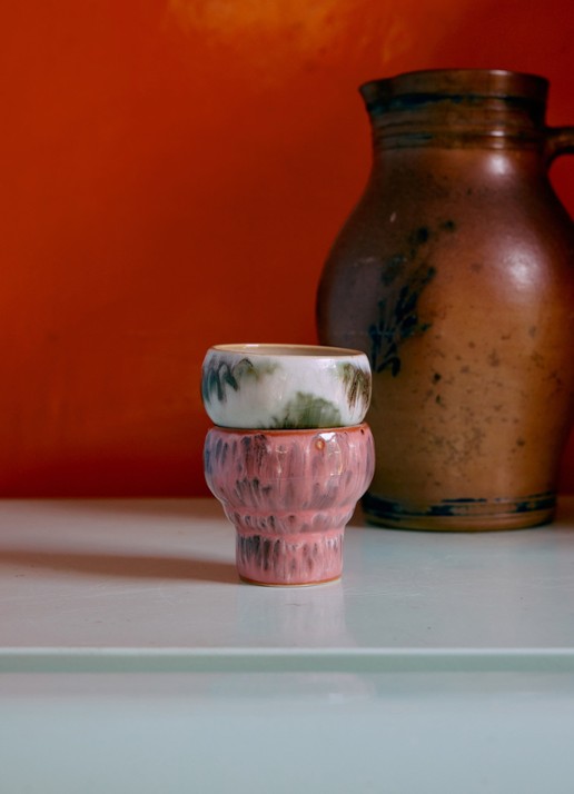 HKliving Expression lungo mok set van 2 - voorkant 2 roze