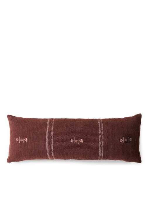 HKliving Farmhouse sierkussen 90 x 30 cm - achterkant roodbruin