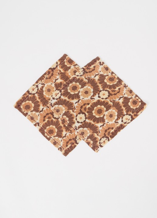 HKliving Floral Vintage servet 30 x 30 cm set van 2 - detail 3 bruin