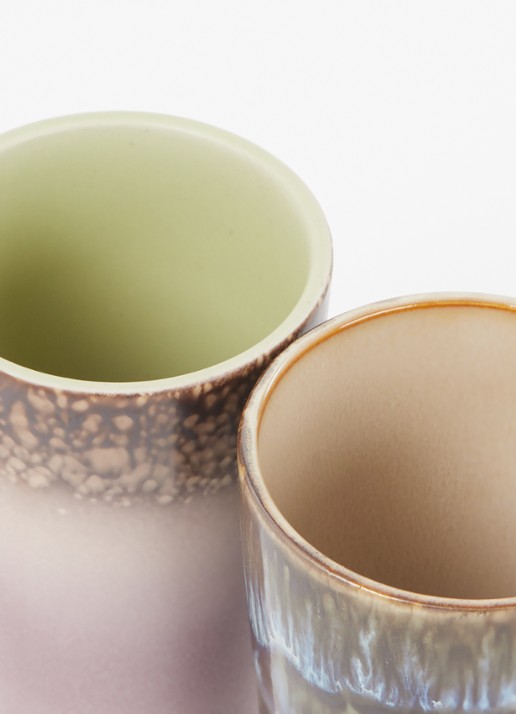 HKliving Forest koffiemacchiato kopje 30 cl set van 2 - detail multicolor
