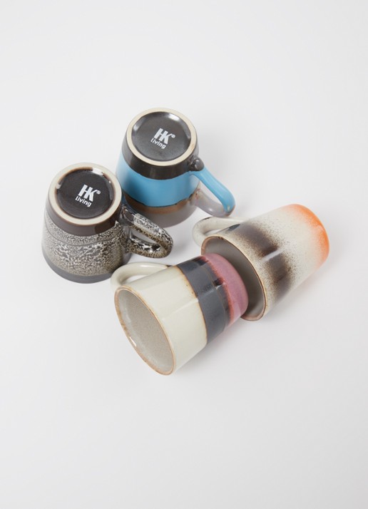 HKliving Funky espressokopje 8 cl set van 4 - voorkant 2 multicolor