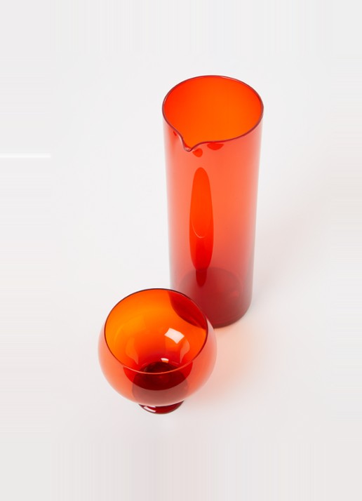 HKliving Funky karaf met glazen set 5-delig - detail 3 donkeroranje