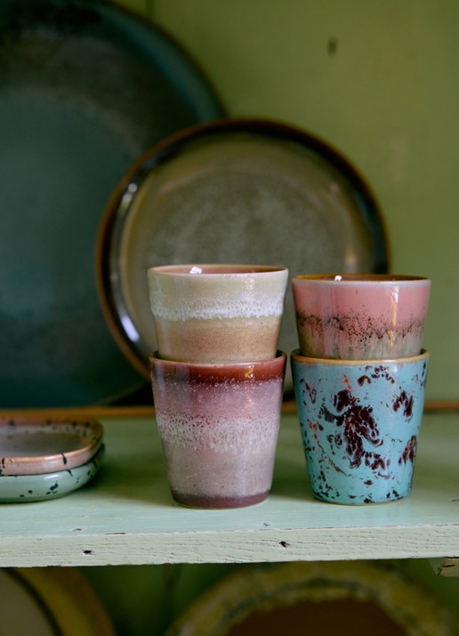 HKliving Futurism ristretto mok set van 4 - achterkant 5 roze