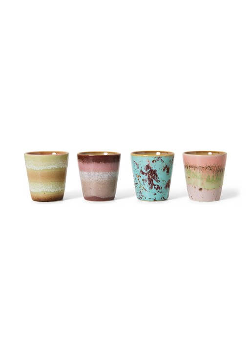 HKliving Futurism ristretto mok set van 4 - voorkant 2 roze