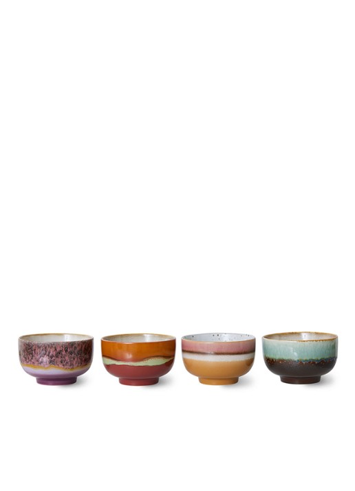 HKliving Geyser kom 13,5 cm set van 4 - detail multicolor