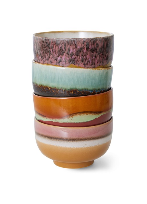 HKliving Geyser kom 13,5 cm set van 4 - voorkant 7 multicolor