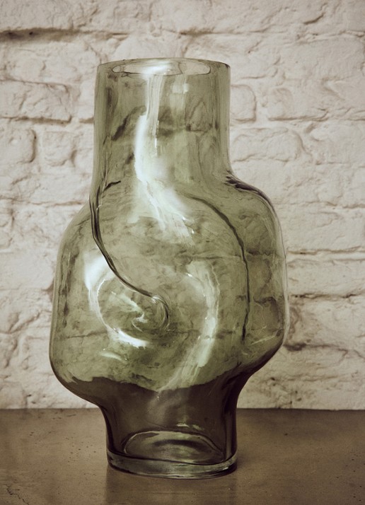 HKliving Gleam High vaas 32 cm - voorkant 2 olijfgroen
