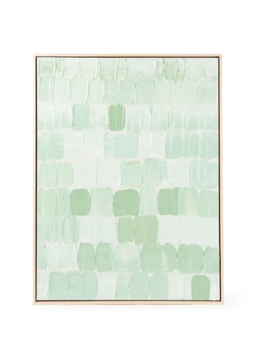 HKliving Green Palette Abstract wanddecoratie 100 x 75 cm - voorkant lindegroen