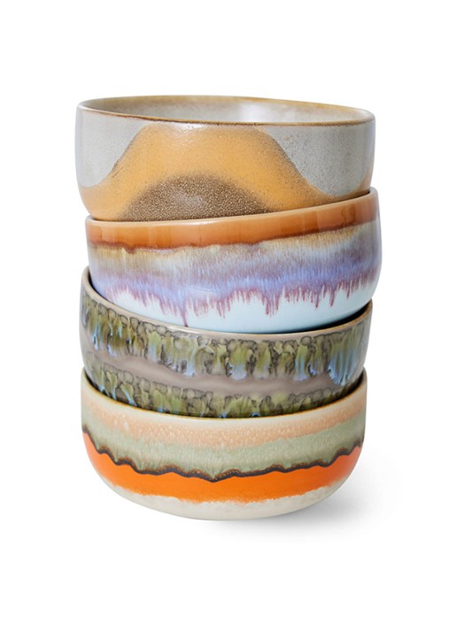 HKliving Kom 12,5 cm set van 4 - voorkant 2 multicolor