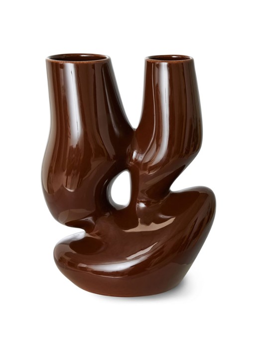 HKliving  L vaas 25 cm - voorkant bruin
