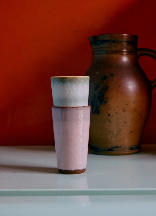 HKliving Latte mok 30 cl - detail 4 roze